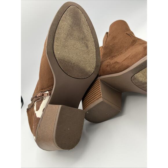 Sugar Ladies Faux Cow Hair on Faux Leather Ankle Booties - size 7.5 Brown Boots - Picture 9 of 10